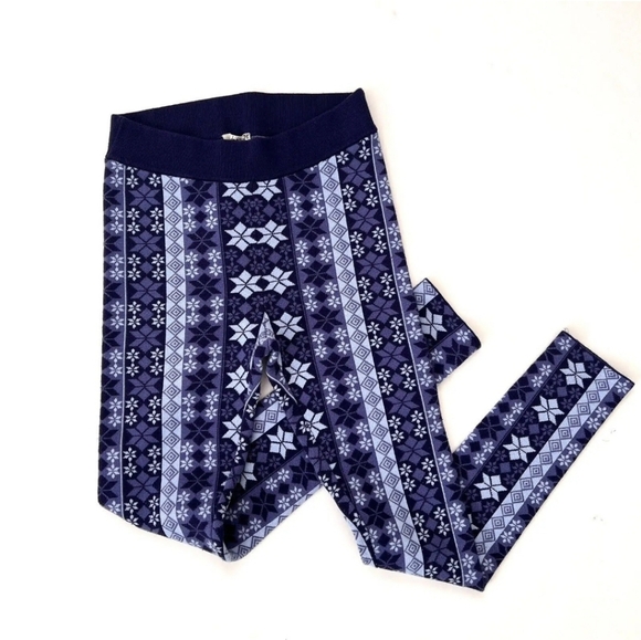 Free People Denim - NWT Intimately Free People sz S Winter Knit Leggings Pants Blue Fair Isle Print